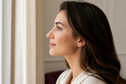 Side-profile portrait emphasizing the nose for rhinoplasty information