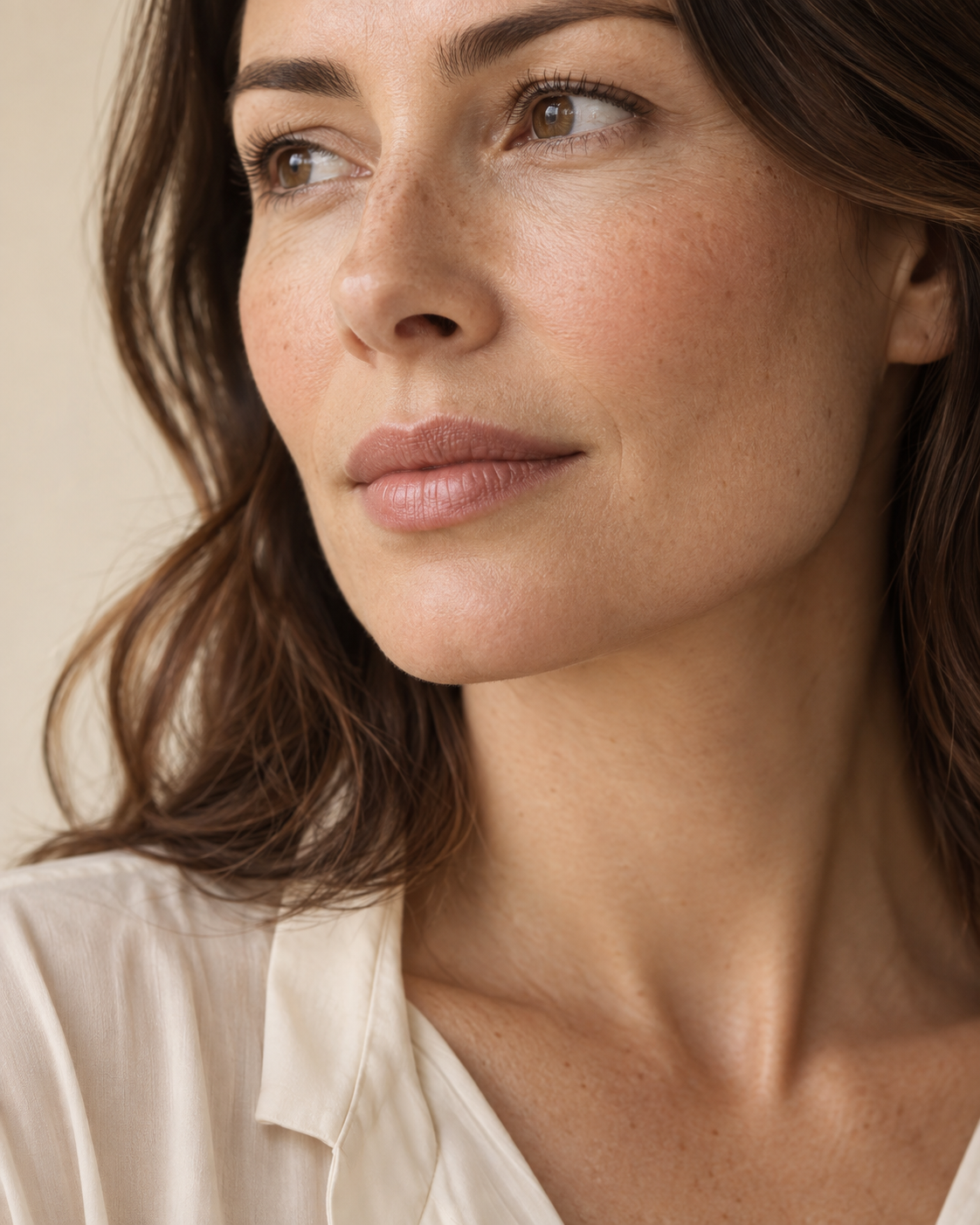 Illustrative portrait highlighting natural lip shape and facial proportions