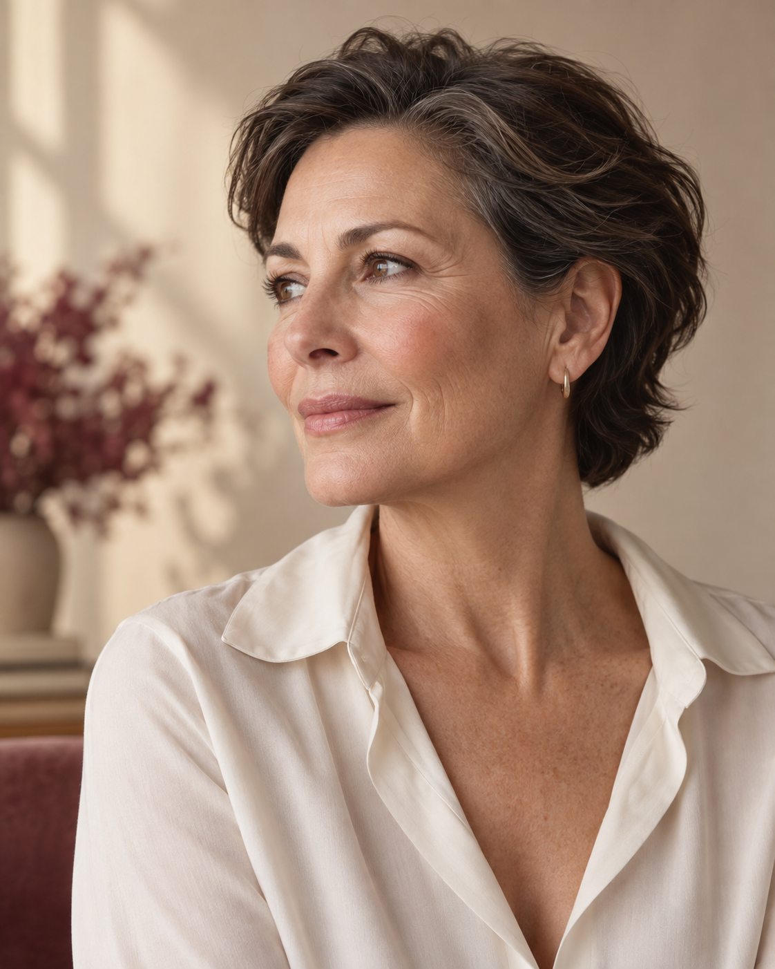Illustrative portrait showing natural cheek, jawline, and neck contours