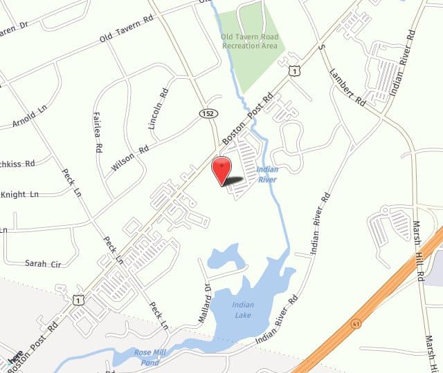 Area map showing the office near Boston Post Road and South Orange Center Road in Orange, Connecticut